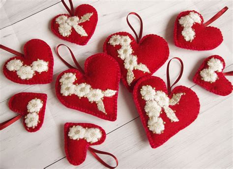 Luxurious Valentines Day Ornaments Stuffed Valentines Day Hearts