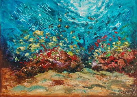 Olga Nikitina Coral Reef Underwater Painting Original Art Sea Life