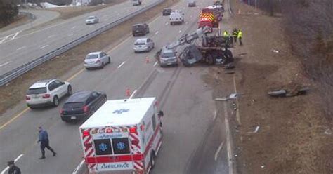 Excavator Falls Off Truck After Striking Overpass In Lexington Cbs Boston