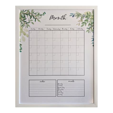 Framed Dry Erase Whiteboard Calendar for Wall Monthly Planner - Etsy