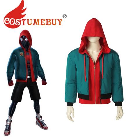 CostumeBuy Spider Into the Spider Verse Miles Morales Cosplay Costume Jacket Cost Superhero ...