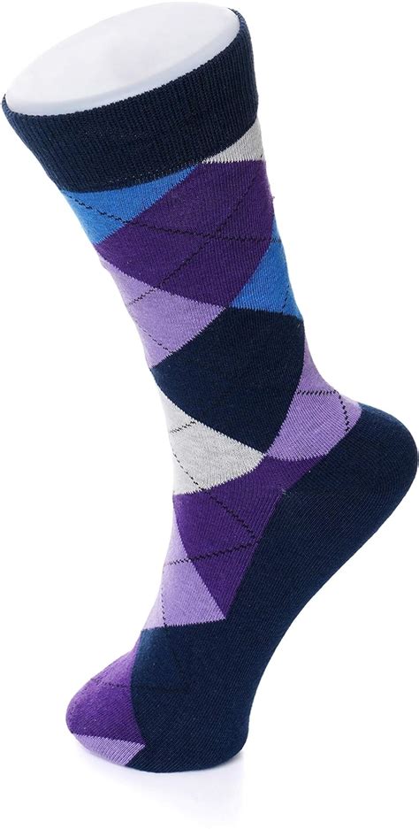 Alpine Swiss Mens Cotton 6 Pack Dress Socks Striped And Argyle Bold Color Pack