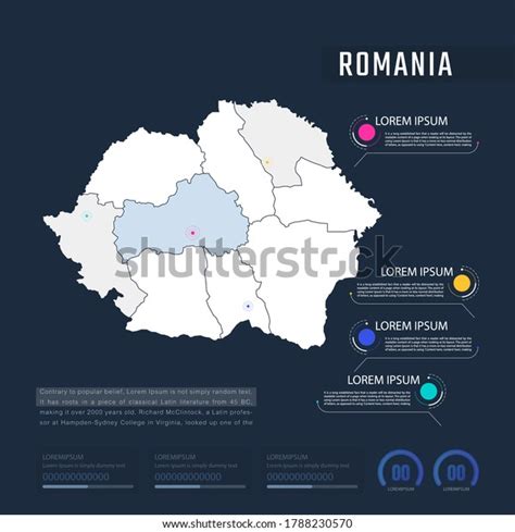 Romania Country Map Infographics Vector Pointer Stock Vector Royalty