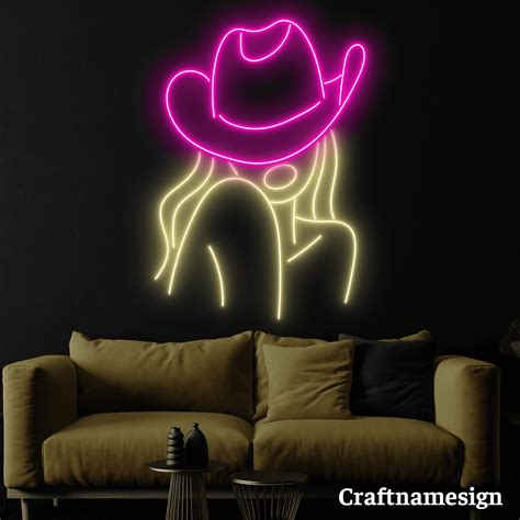 Craftnamesign Cowgirl Led Light Neon Sign For Girl Room Bedroom Wall