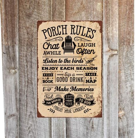 Porch Rules Sign Funny Sign Metal Novelty Sign Etsy