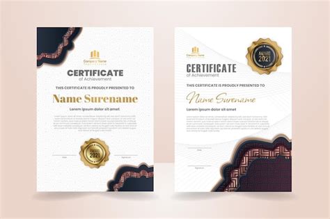 Premium Psd Modern Red Maroon Gold Certificate Of Achievement Template