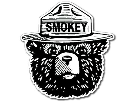 4x4 Inch Black And White Smokey Bear Face Shaped Sticker Etsy