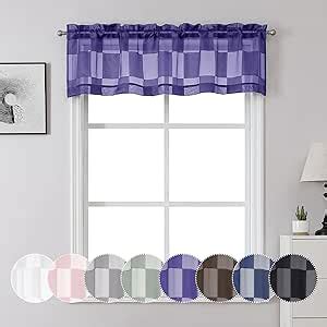 Amazon Ovzme Barry Purple Sheer Curtain Valance For Windows Clip