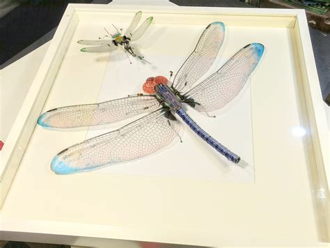 Giant Blue Dragonfly Framed Wall Art Recycled Sculpture