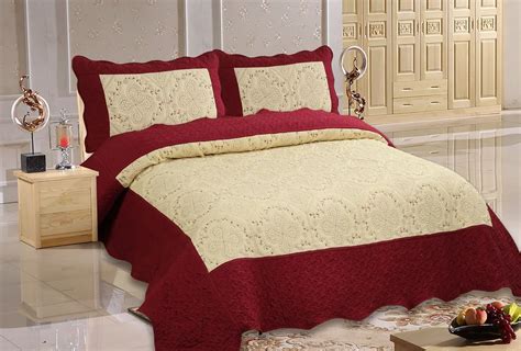 White Quilted Bedspread Set Embroidery Quilts Microfiber Comforter Sets ...