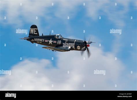 Airplane F U Corsair Wwii Fighter Flying At Air Show In California