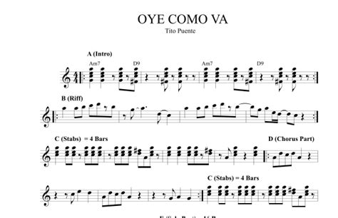 Oye Como Va Arr Funkyfm Bmi Sheet Music Santana Instrumental Solo And Piano Accompaniment