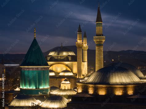 Mevlana Celaleddin Rumi Tomb And Mosque Mevlana T Rbesi Ve Cami Night