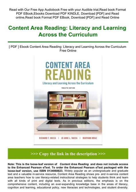 [ PDF ] Ebook Content Area Reading Literacy and Learning Across the