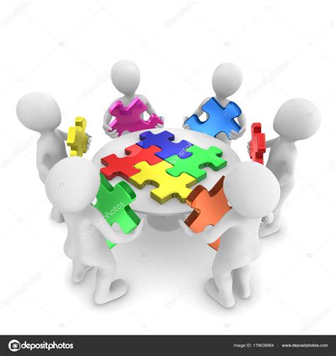 People Jigsaw Puzzle Teamwork Concept Rendered Illustration Stock Photo