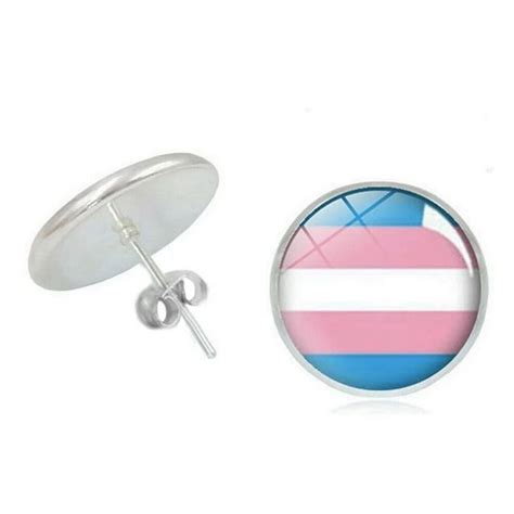 Pride Shack Transgender Flag Lgbtq Trans Pride Earrings Round Stud