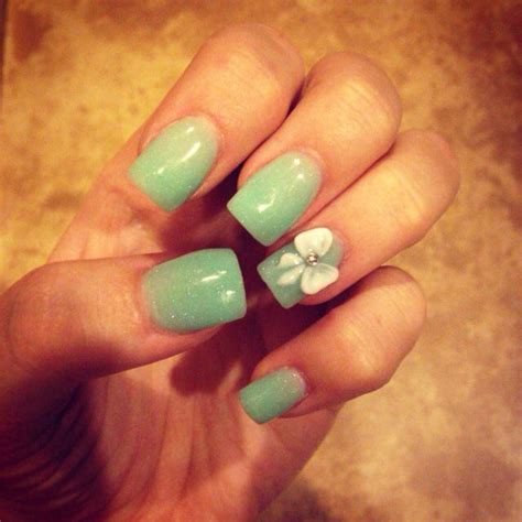 Tiffany Blue Nails With White Bow Tiffany Blue Nails White Bow Nail Designs Nail Art Bows