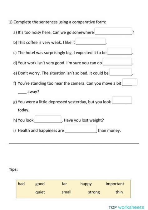 Degrees Of Comparison Of Adjectives Worksheet Grade 3 Printable