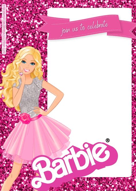 Free Barbie Pinkie Party Birthday Invitation Templates