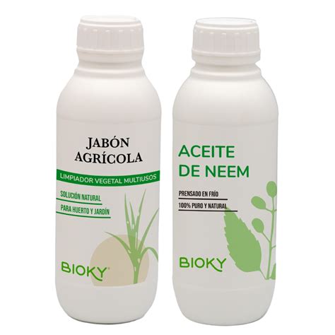 Pack Jabón Agrícola y Aceite de Neem 1L Huerto y Jardín Bioky