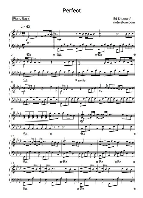 Ed Sheeran Perfect Piano Sheet Music In Note Piano Easy