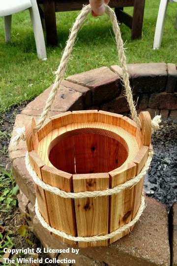 Cedar Planter Bucket With Rope Handle