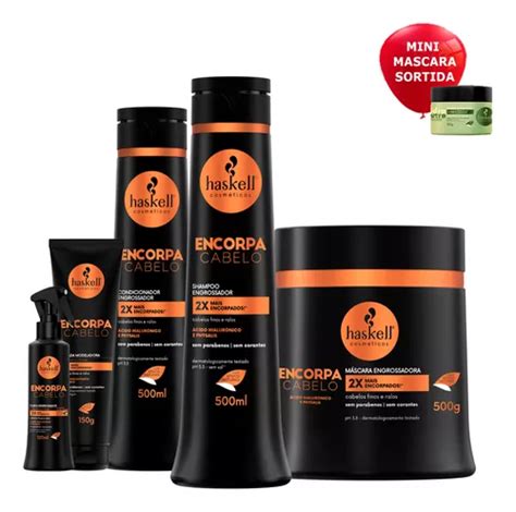 Kit Haskell Encorpa Cabelo Engrossa Cabelos 500ml Completo