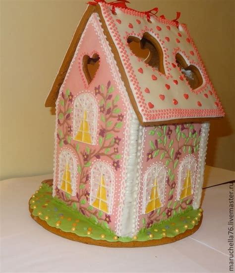 Gingerbread House Pink Gingerbread House With Heart Windows