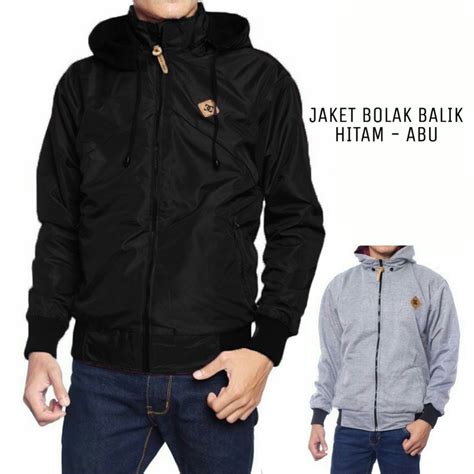 Jual Bisa Cod Jaket Pria Bolak Balik In Jaket Parasut Fleece