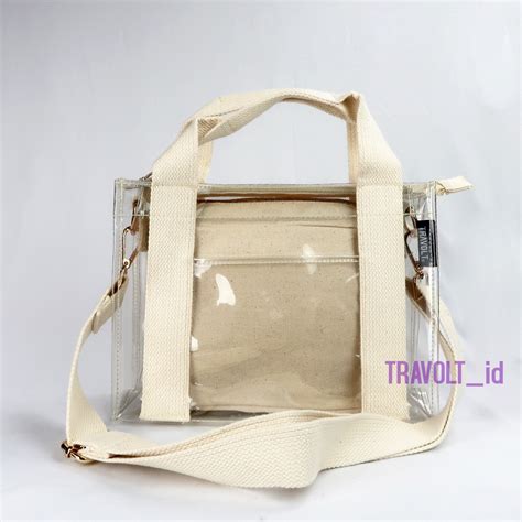 Jual Tas Selempang Transparan Resleting Travolt Sling Bag Pouch