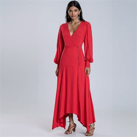 Vestido Midi Transpassado Vermelho Lez A Lez Pole Modas