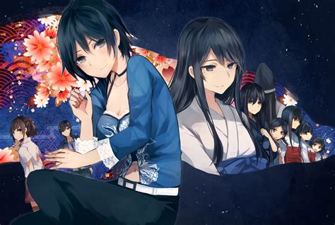 Black Hair Breasts Brown Hair Choker Cleavage Fatal Frame Group Japanese Clothes Kurosawa Rei