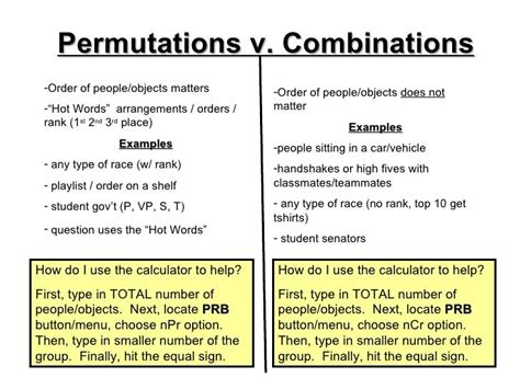 Combinations permutations