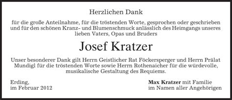 Traueranzeigen Von Josef Kratzer Trauer Merkur De