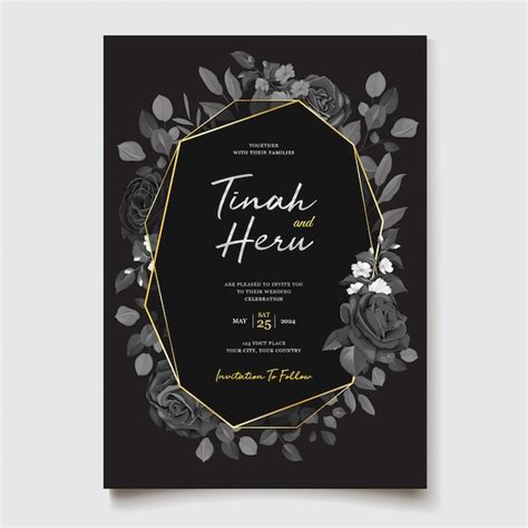 Carte D Invitation De Mariage Magnifique Avec Une Couronne Florale