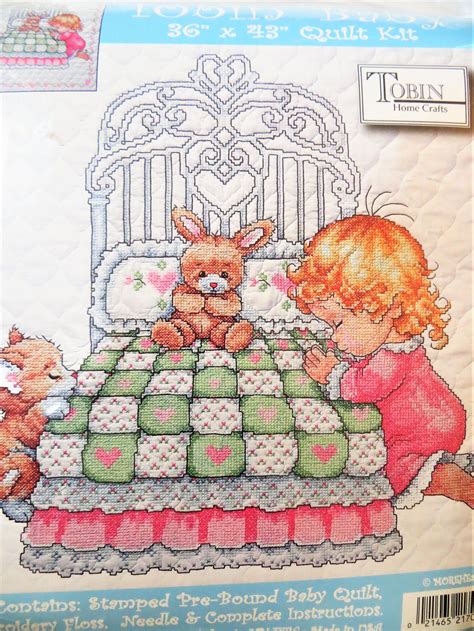 Baby Quilt Kit Stamped Crib Cover To Cross Stitch Tobin Baby Etsy