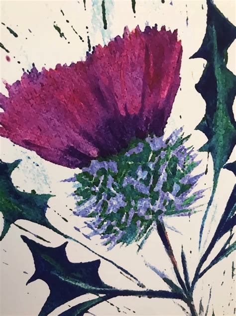 Grace On Twitter 💚💜scottish Thistle Original Art Print 💜💚