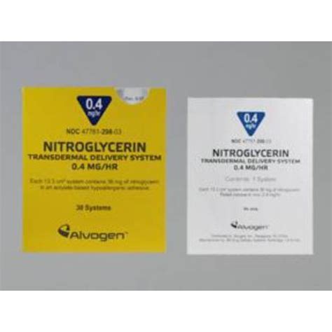 Nitrate Nitroglycerin 0.4 mg / Hour Transdermal Patch Box 30 Patches ...