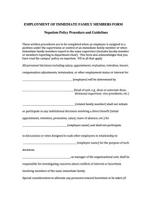 Fillable Online Nepotism Policy Procedure And Guidelines Fax Email