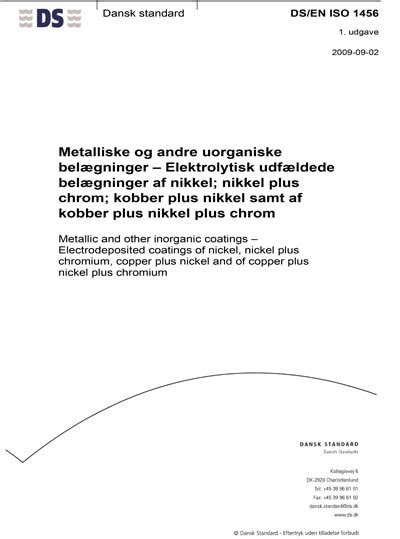 DS EN ISO 1456 2009 Metallic And Other Inorganic Coatings