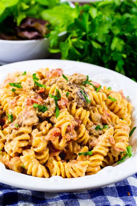 Creamy Rotel Pasta With Sausage Spicy Southern Kitchen