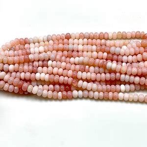 Aaa Smooth Pink Opal Natural Gemstone Rondell Shape Beads Strand Size