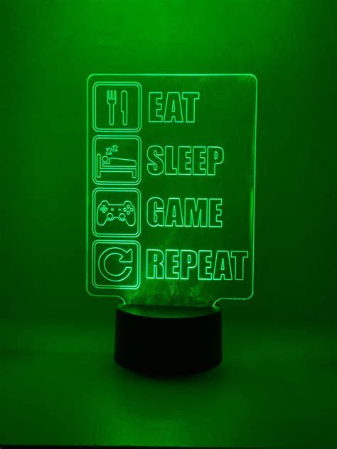 Eat Sleep Game Repeat LED Illusion Desk Lamp Crisp Official