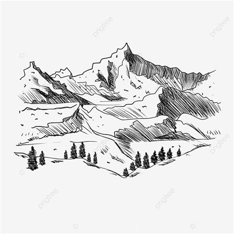 Mountain Peaks Sketch Artwork