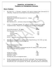 Problems On Consignment Pdf Financial Accounting Ii Problems On