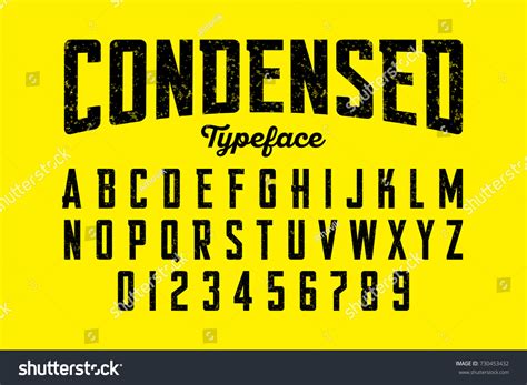 Condensed Typeface Vintage Alphabet Vector Illustration Stock Vector