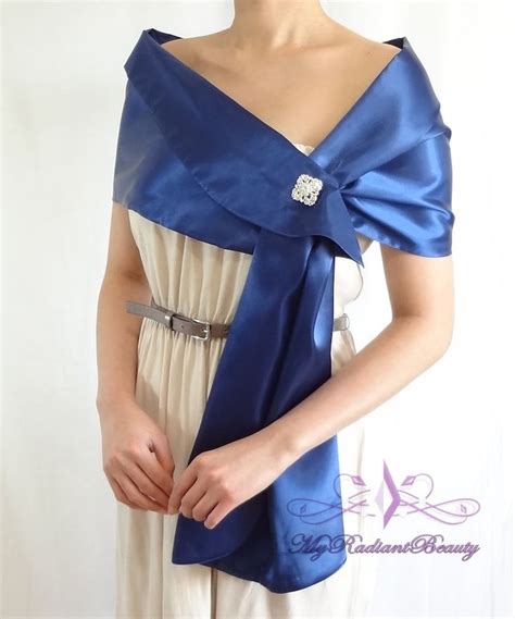 Bolero Avvolgere Da Sposa In Raso Blu Royal Raso Stola Sciarpa Di