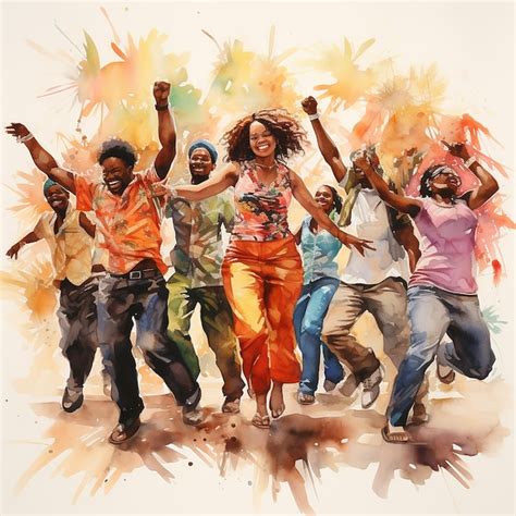 Premium Photo | 3d rendered water color art of group of people dancing ...