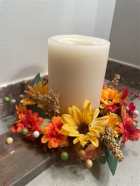 Fall Candle Wreath Autumn Candle Wreath Fall Decor Candle Wreath Etsy