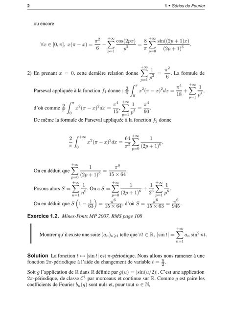 SOLUTION Fourier Series Exercices Corrections Studypool